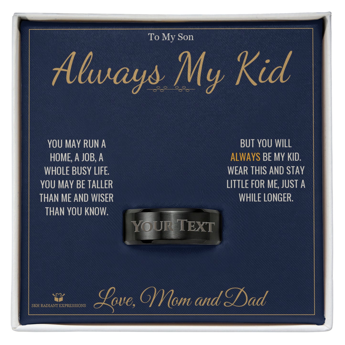 Engraved Engraved Men's Ring with message for son