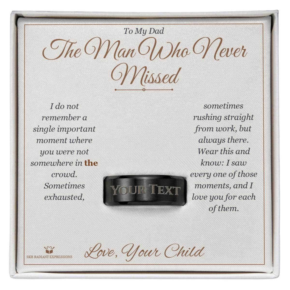 Engraved Men's Ring packaging - gift-ready for dad
