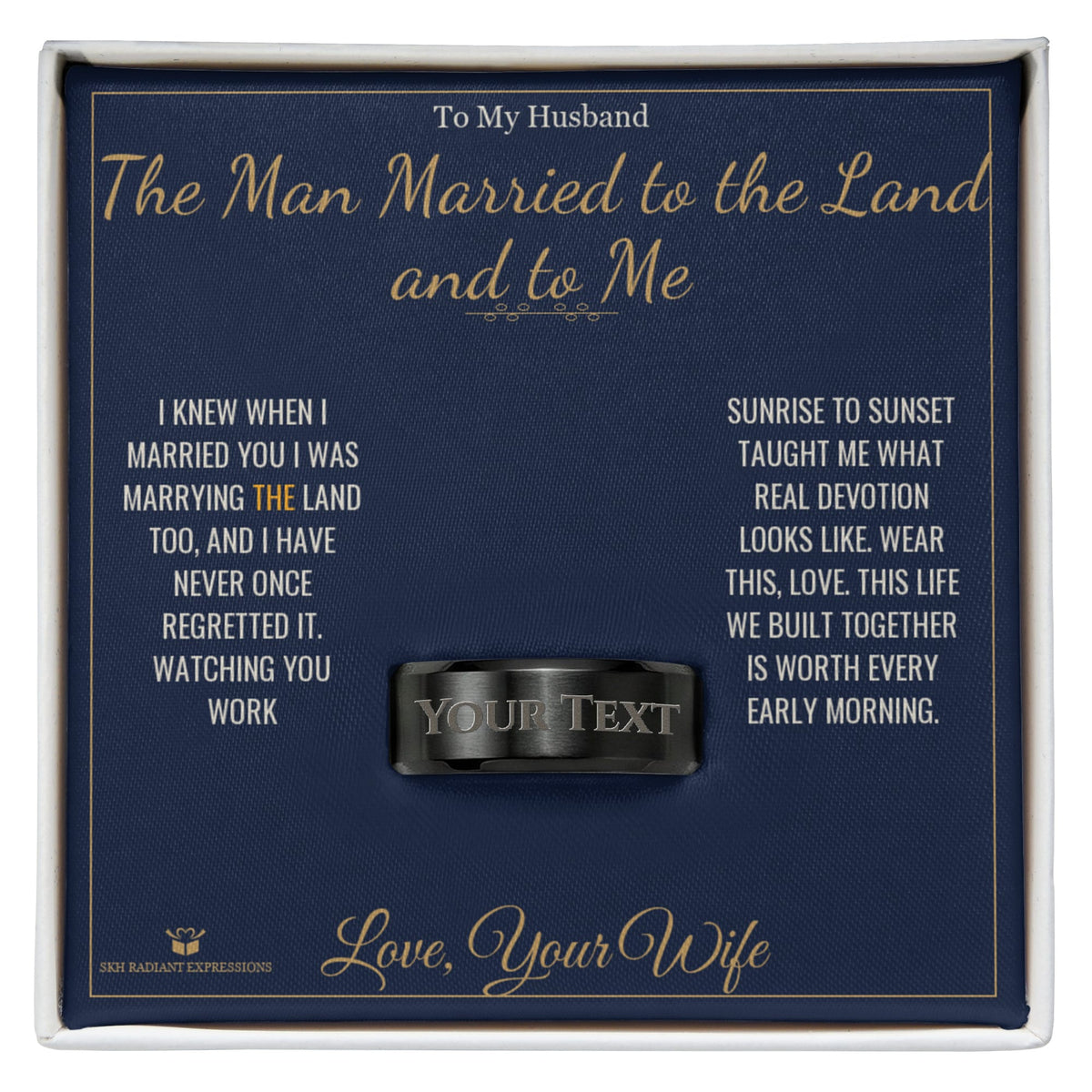 Engraved Men's Ring packaging - gift-ready for husband