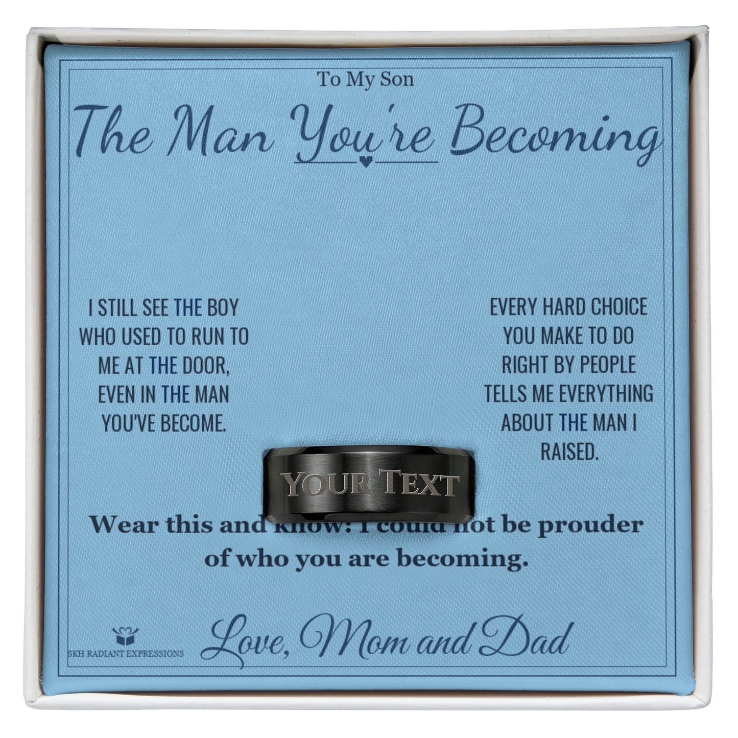 Engraved Engraved Men's Ring with message for son