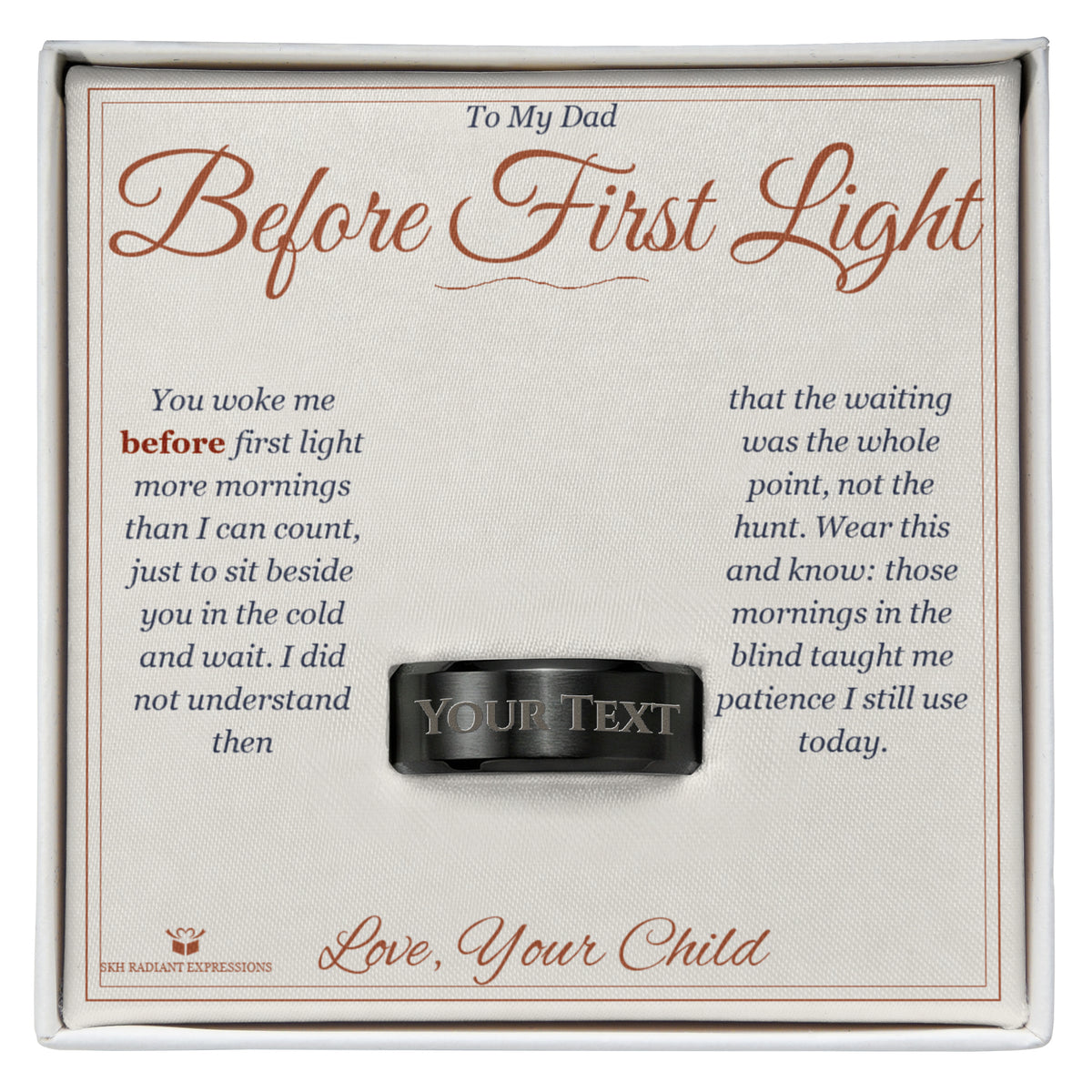 Engraved Men's Ring packaging - gift-ready for dad