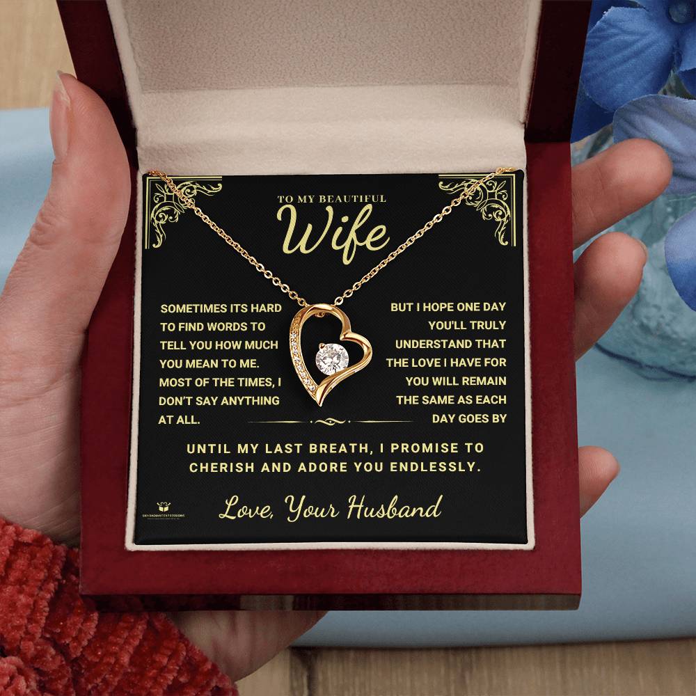 To My Beautiful Wife - Forever Yours: A Message of Endless Love from Your Husband - FL Necklace
