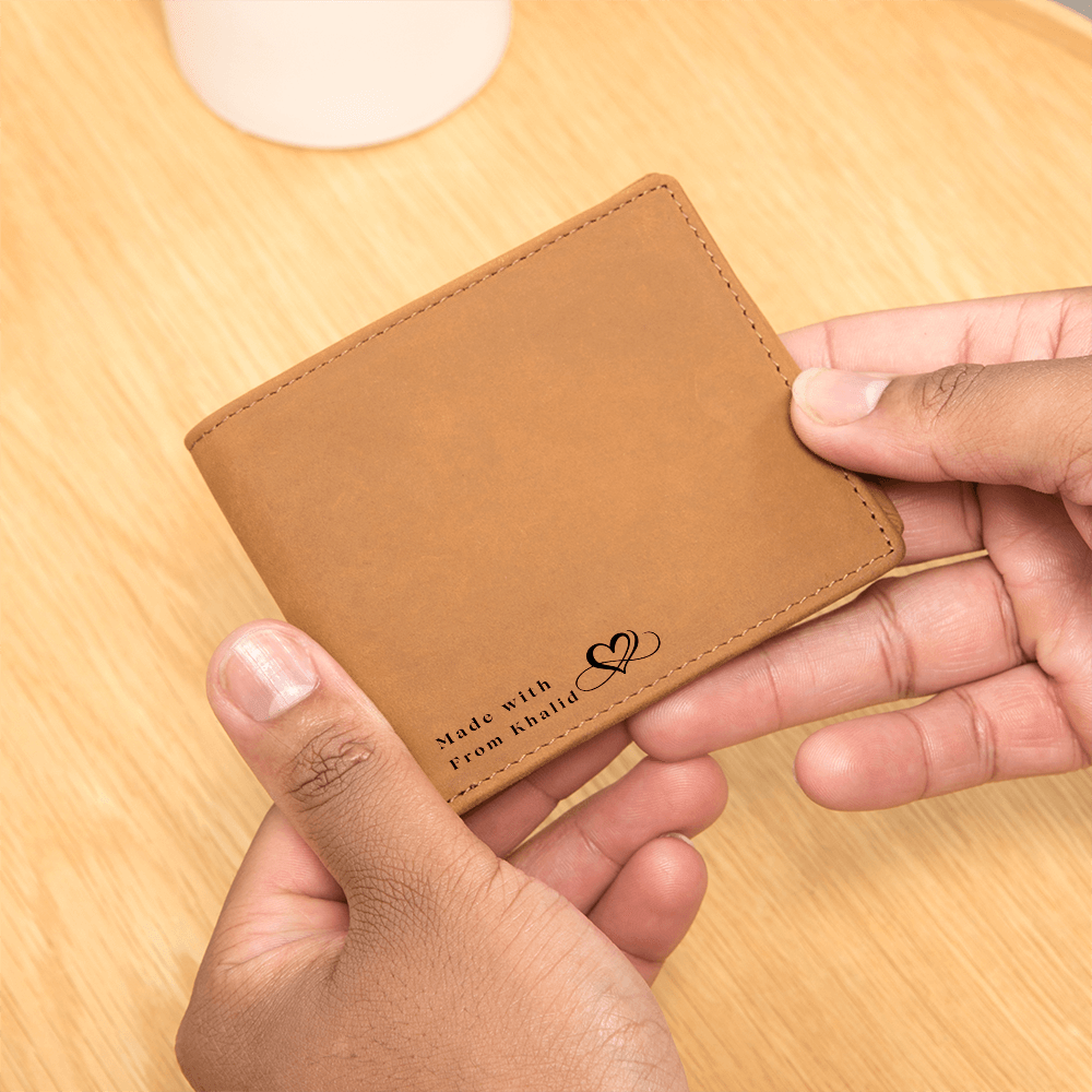 Made With Love Graphic Leather Wallet - Customize with Your Name