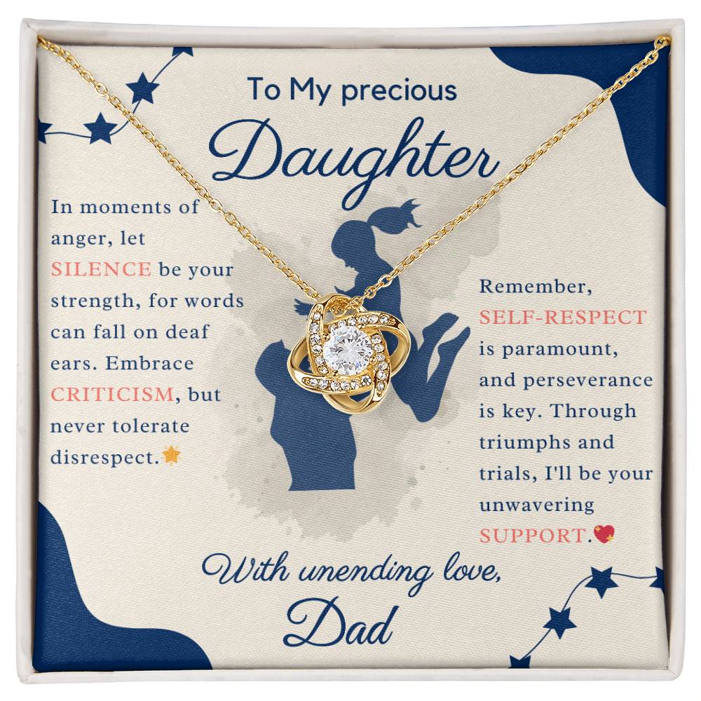 Guidance and Love: A Father's Message to His Precious Daughter - Love Knot Necklace