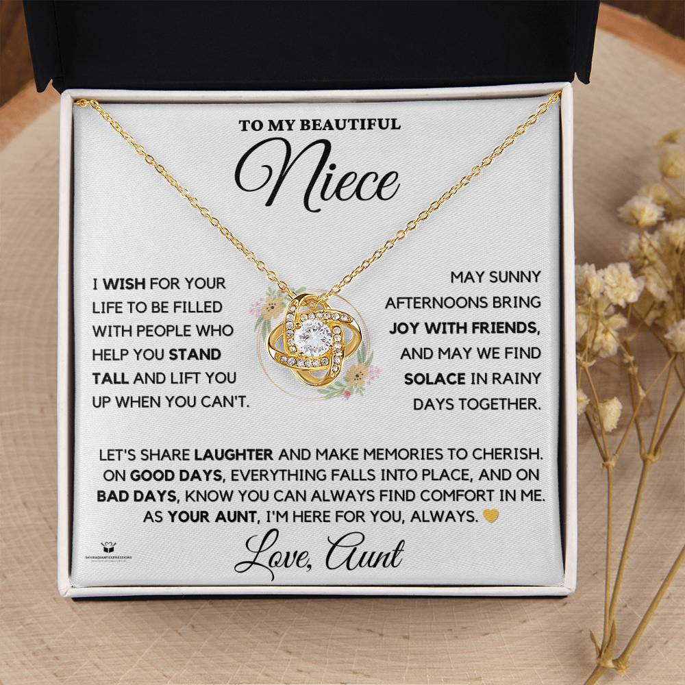 To My Beautiful Niece - Wishes from an Aunt's Heart - Love Knot Necklace