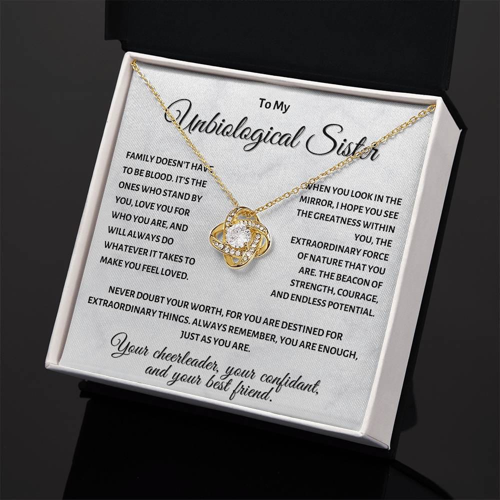To My Unbiological Sister: A Bond Beyond Blood - Love Knot Necklace