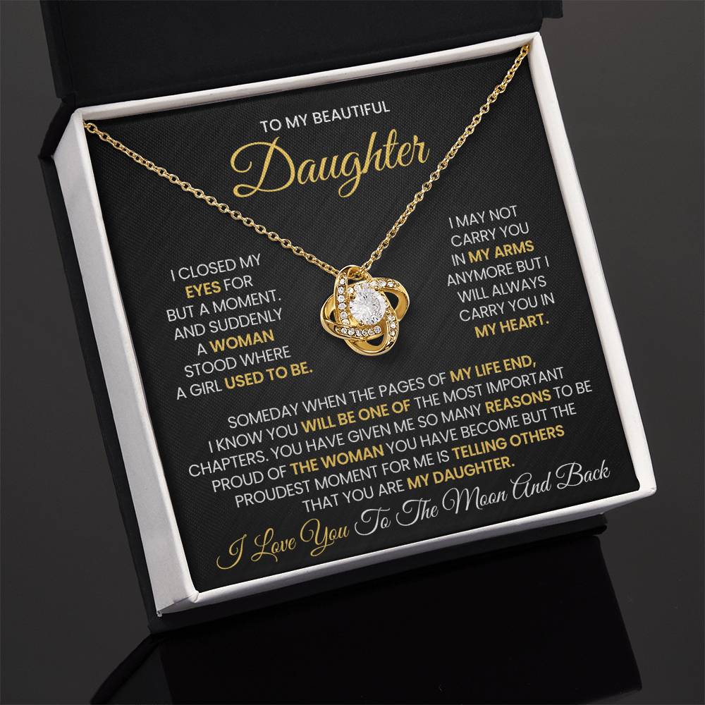 To My Beautiful Daughter - I'll Always Carry You in My Heart - Love Knot Necklace