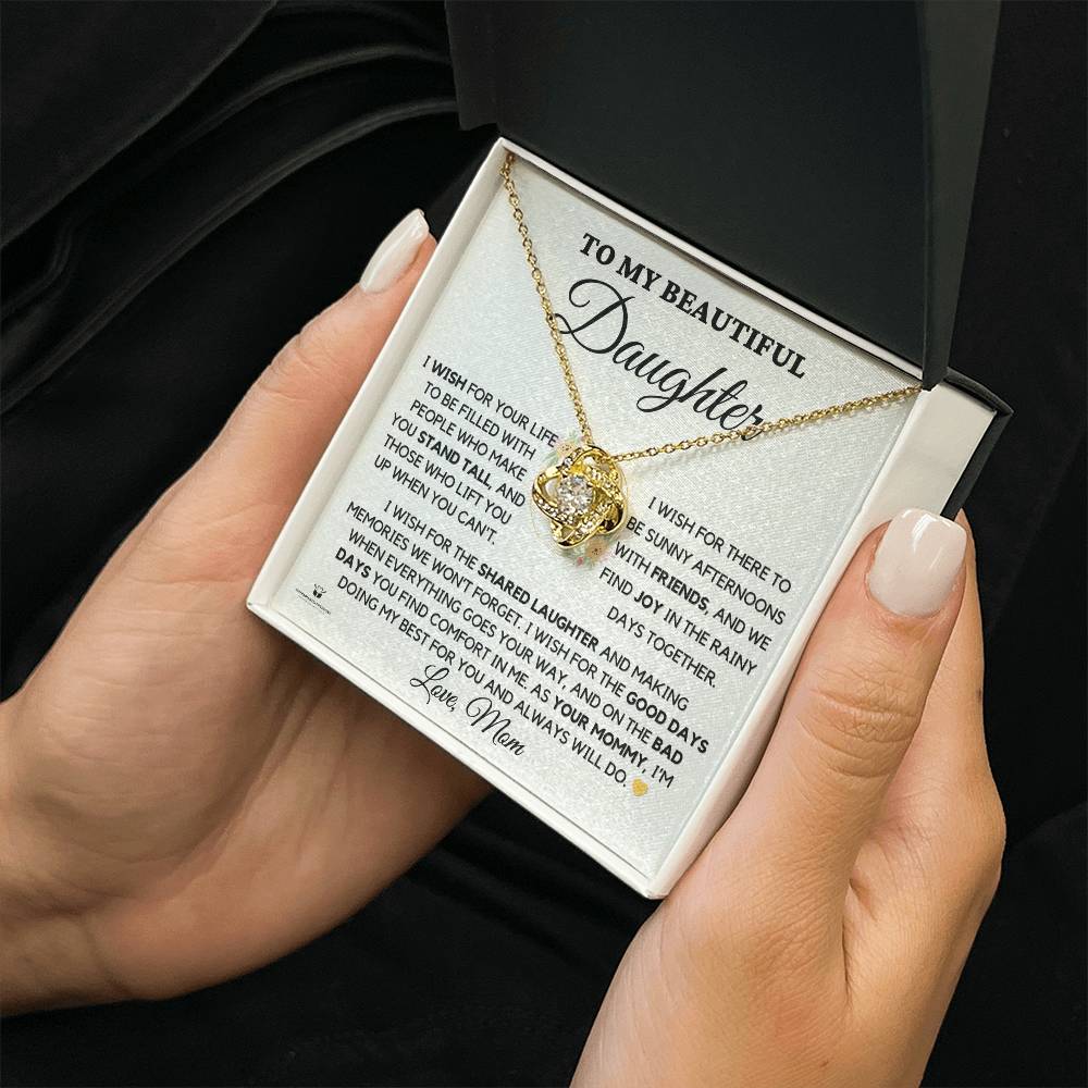 To My Beautiful Daughter - Wishes from a Mother's Heart - Love Knot Necklace