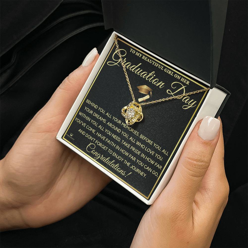 To My Beautiful Daughter on Her Graduation Day: A Journey of Love and Achievement - Love Knot Necklace
