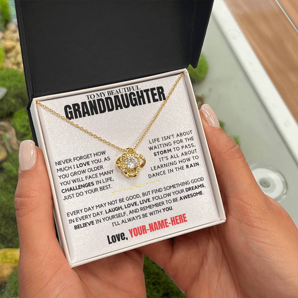 To My Beautiful Granddaughter - Never Forget That I Love You - Grandma - Grandpa - Love Knot Necklace