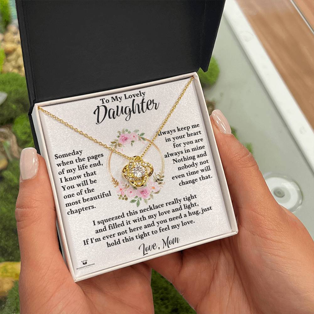 To My Lovely Daughter - Always Keep Me In Your Heart - Love Knot Necklace