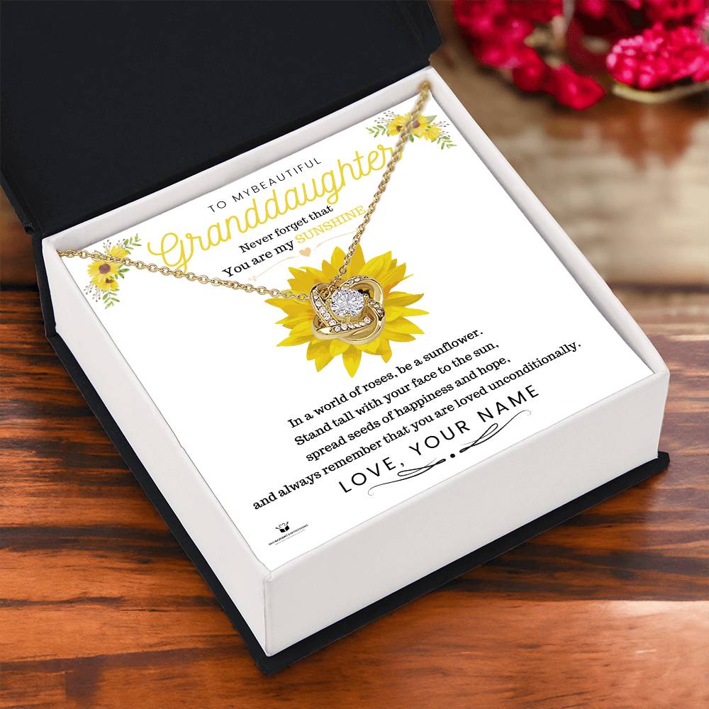 To My Beautiful Granddaughter - You Are My Sunshine - Love Knot Necklace