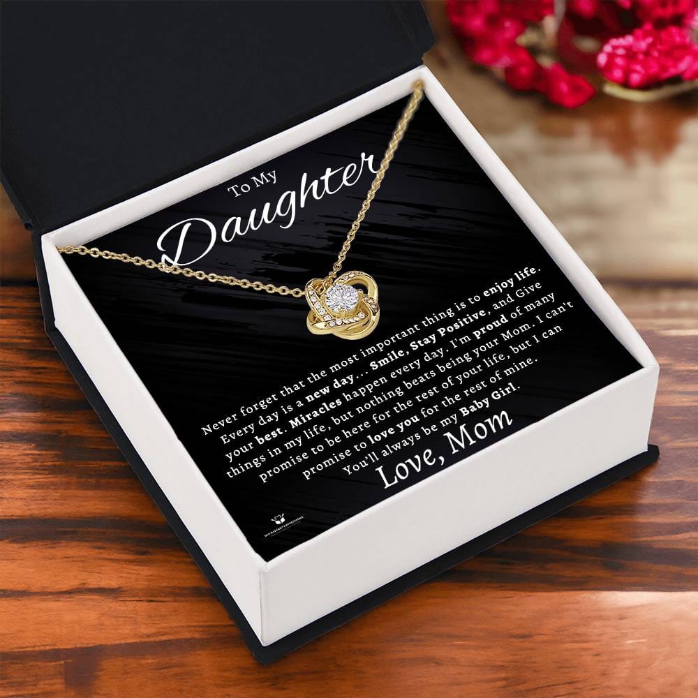 To My Daughter - Forever My Baby Girl - Love Knot Necklace