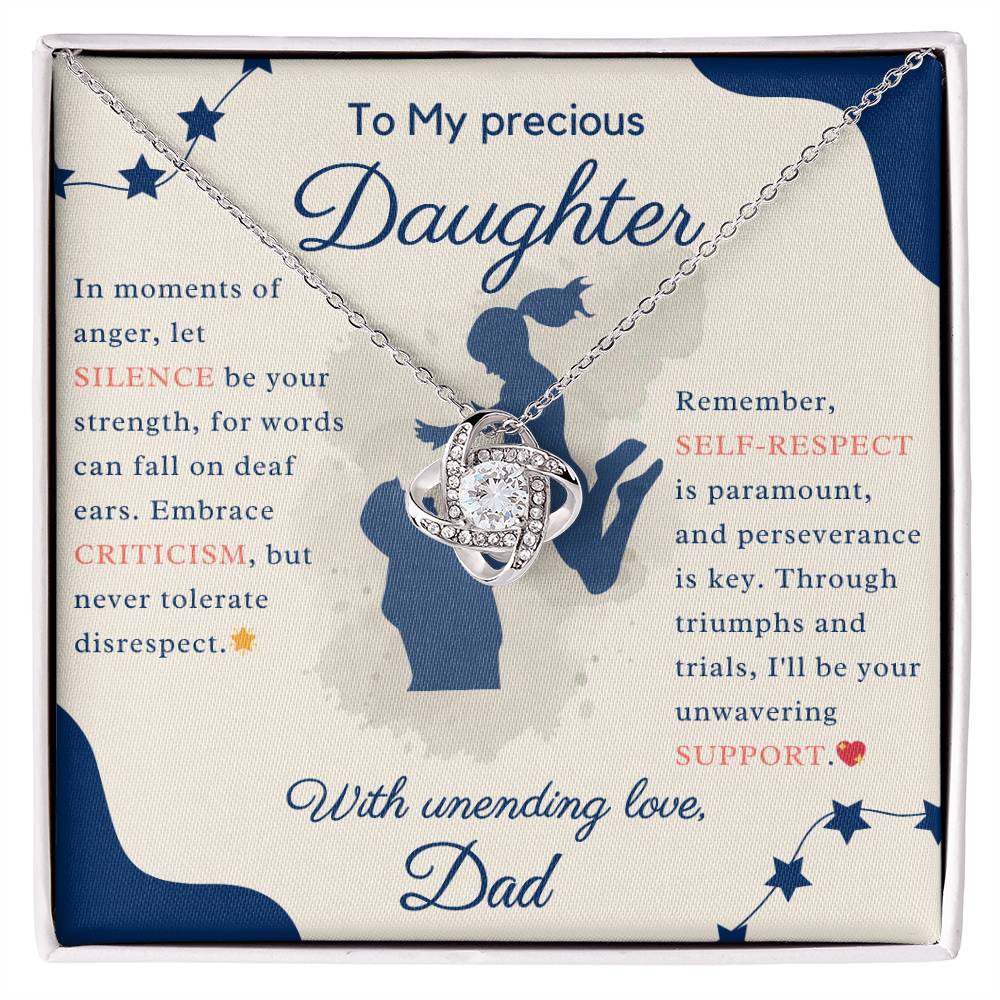 Guidance and Love: A Father's Message to His Precious Daughter - Love Knot Necklace