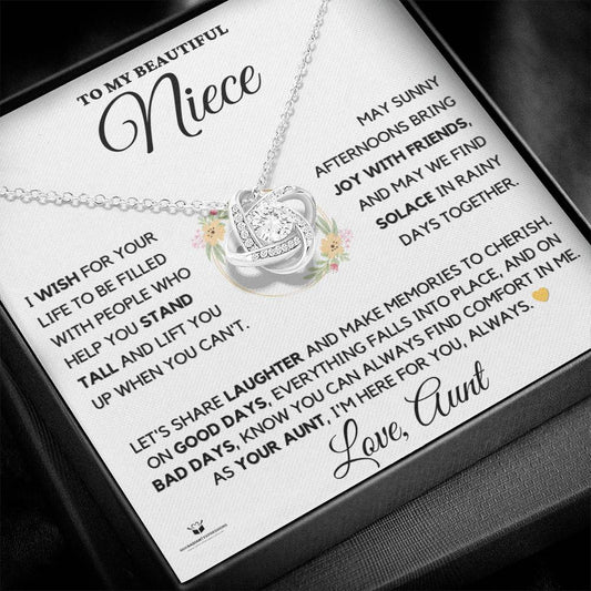 To My Beautiful Niece - Wishes from an Aunt's Heart - Love Knot Necklace