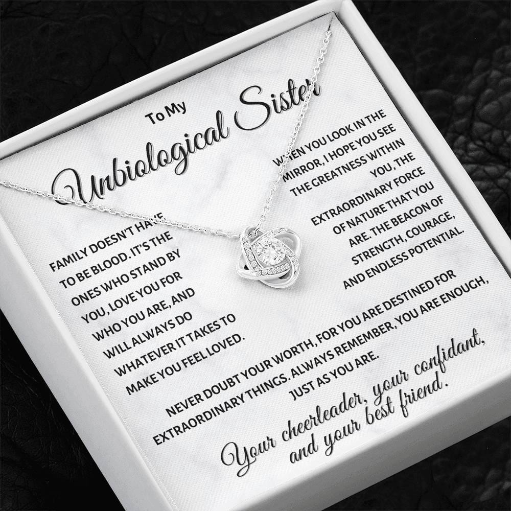 To My Unbiological Sister: A Bond Beyond Blood - Love Knot Necklace