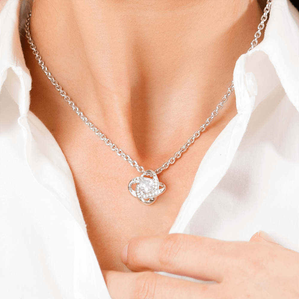 To My Granddaughter - My Heart Walks With You - Love Knot Necklace