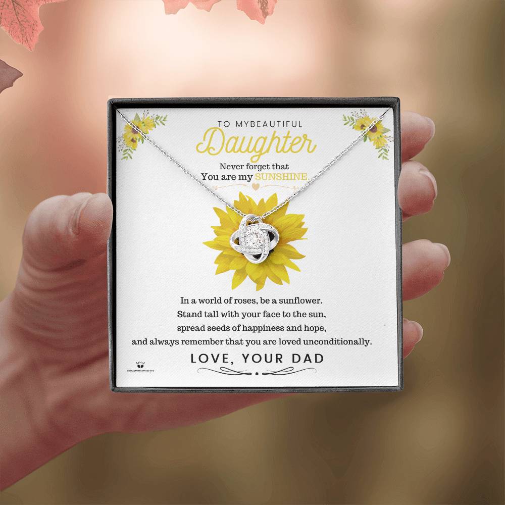 To My Beautiful Daughter - You Are My Sunshine - Love Knot Necklace