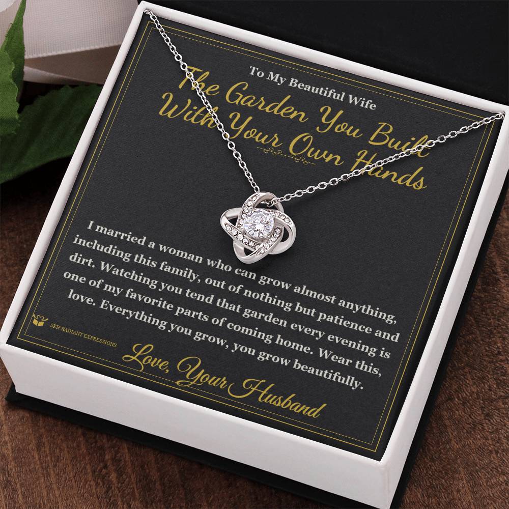 The Garden You Built With Your Own Hands - Love Knot Necklace with Red Rose Box for Wife