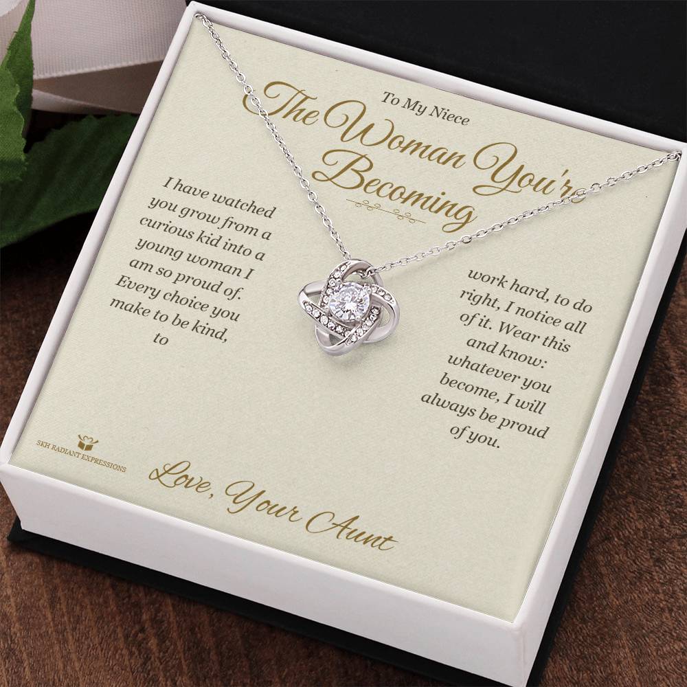 The Woman You're Becoming - Love Knot Necklace for Niece