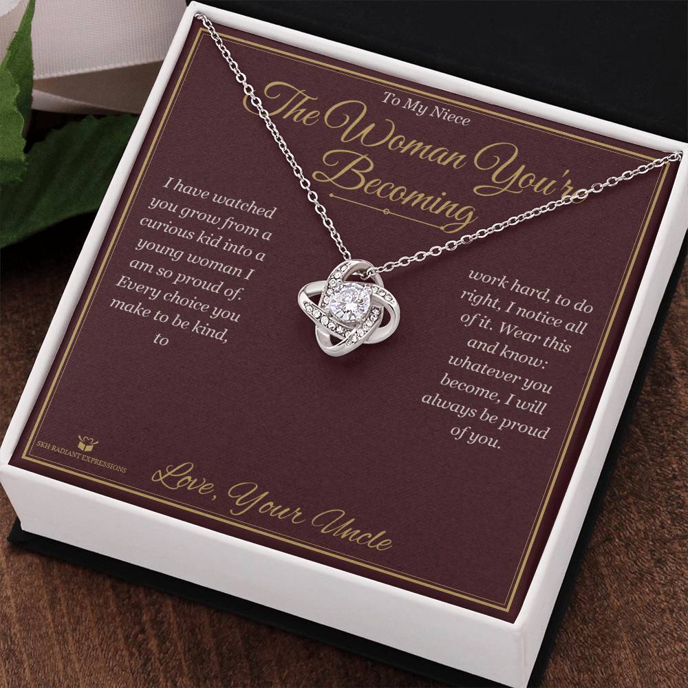 The Woman You're Becoming - Love Knot Necklace for Niece