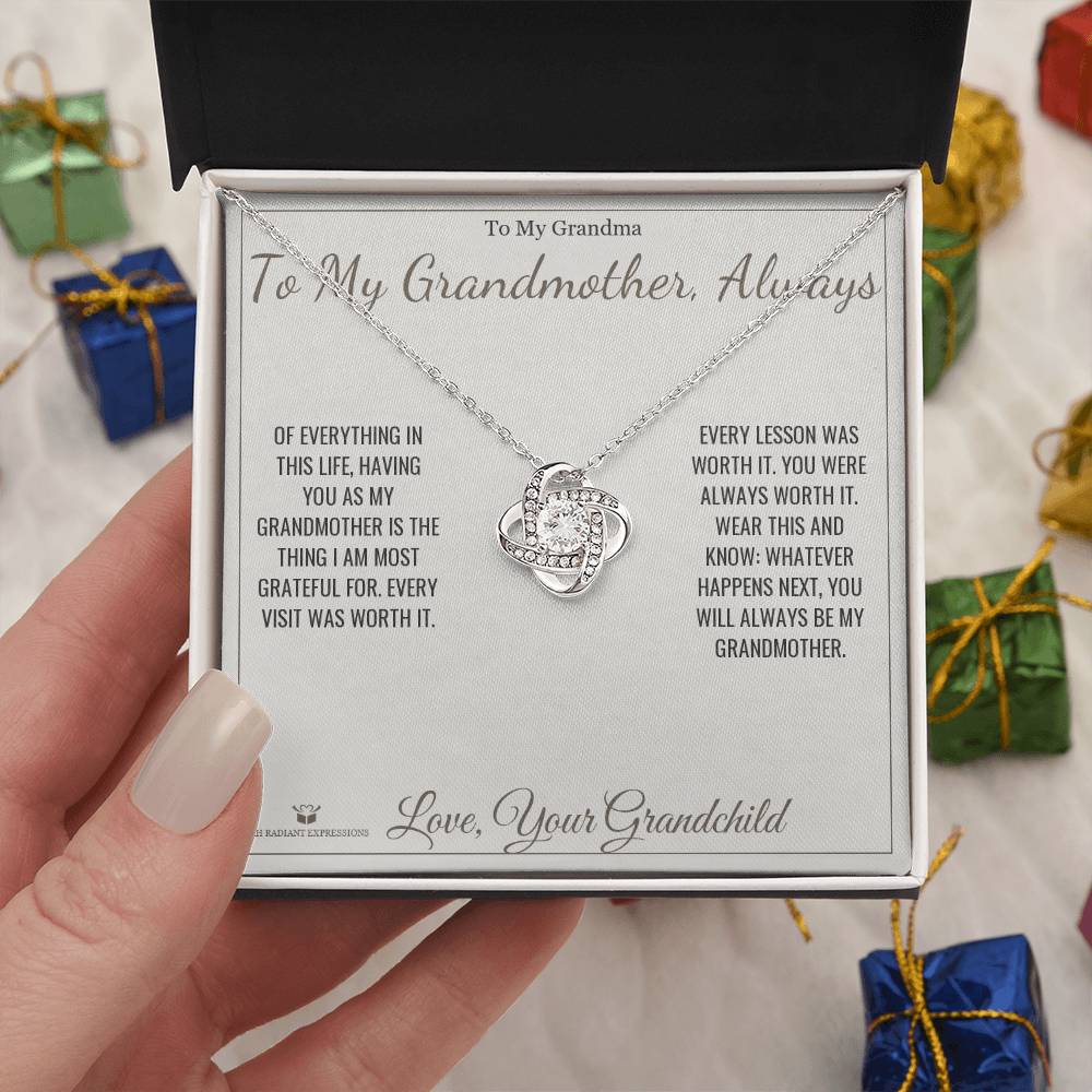 To My Grandmother, Always - Love Knot Necklace for Grandmother