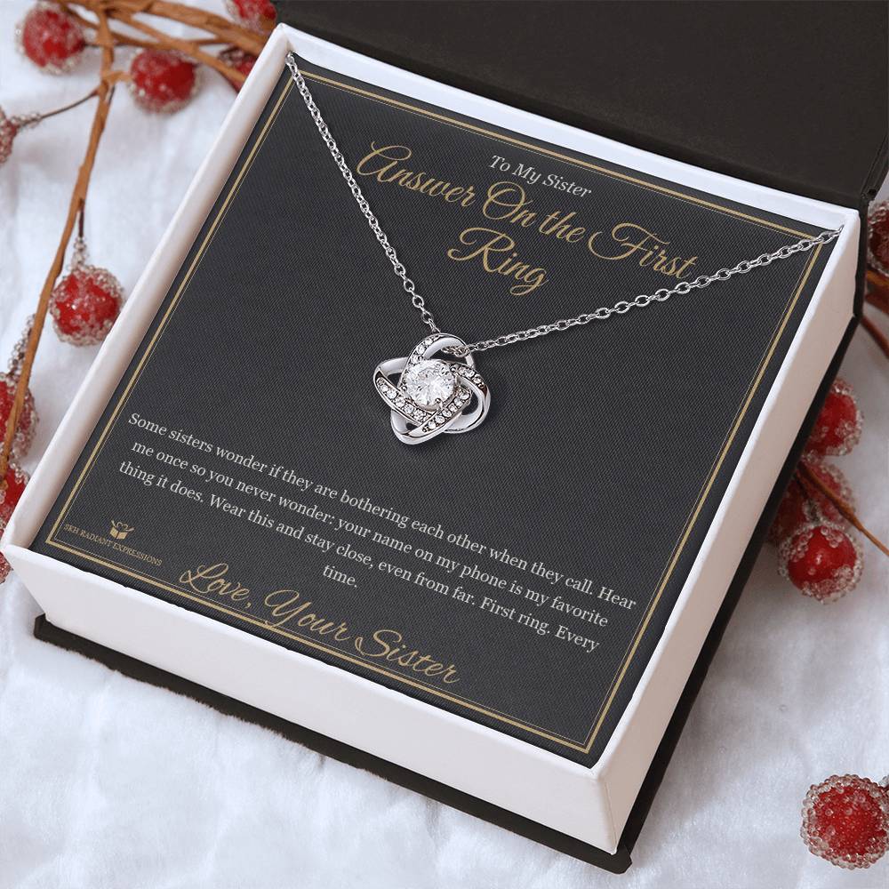 Answer On the First Ring - Love Knot Necklace for Sister