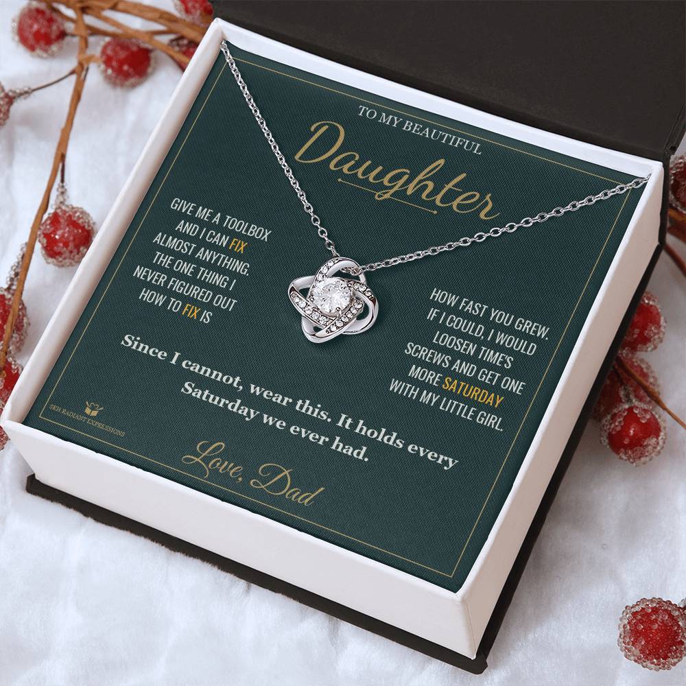I Can Fix Anything But Time - Love Knot Necklace for Daughter