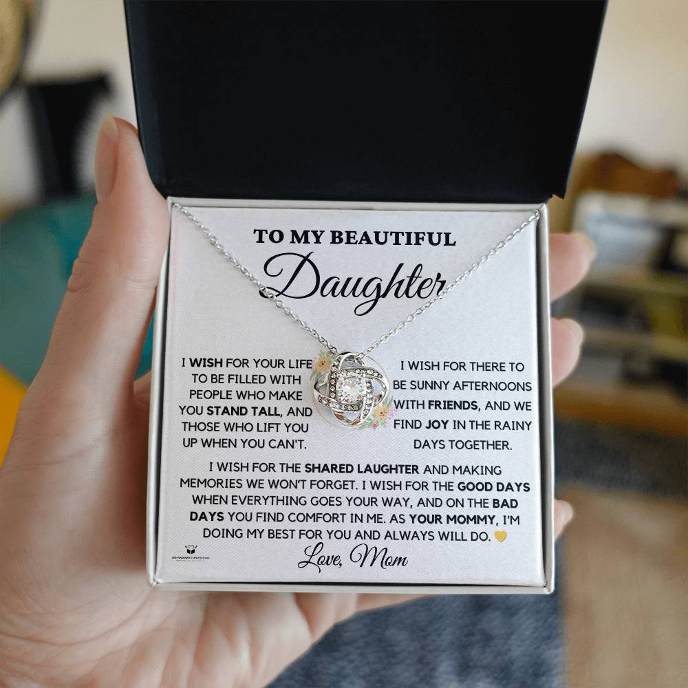 To My Beautiful Daughter - Wishes from a Mother's Heart - Love Knot Necklace
