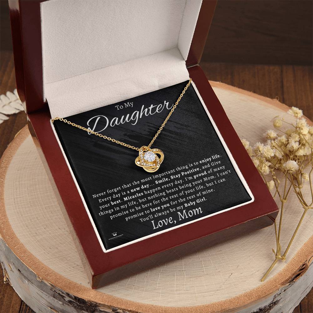 To My Daughter - Forever My Baby Girl - Love Knot Necklace