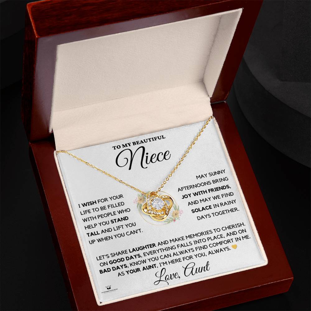 To My Beautiful Niece - Wishes from an Aunt's Heart - Love Knot Necklace