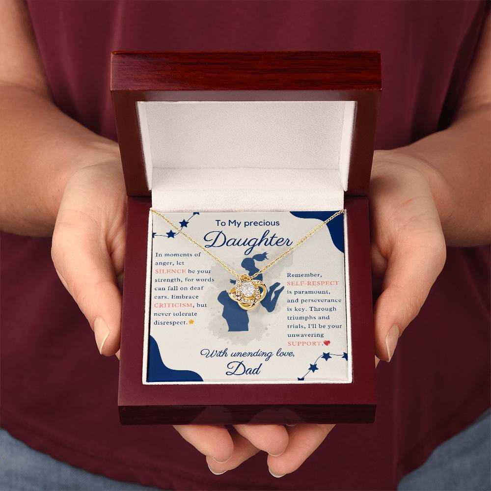Guidance and Love: A Father's Message to His Precious Daughter - Love Knot Necklace