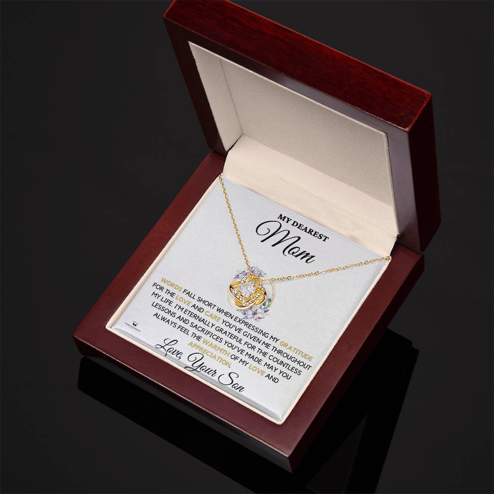 To My Dearest Mom - Endless Appreciation - Love Knot Necklace