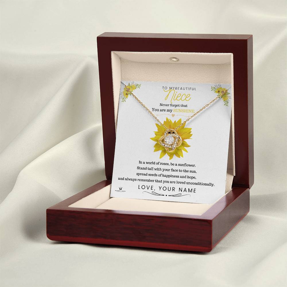 To My Beautiful Niece - You Are My Sunshine - Love Knot Necklace