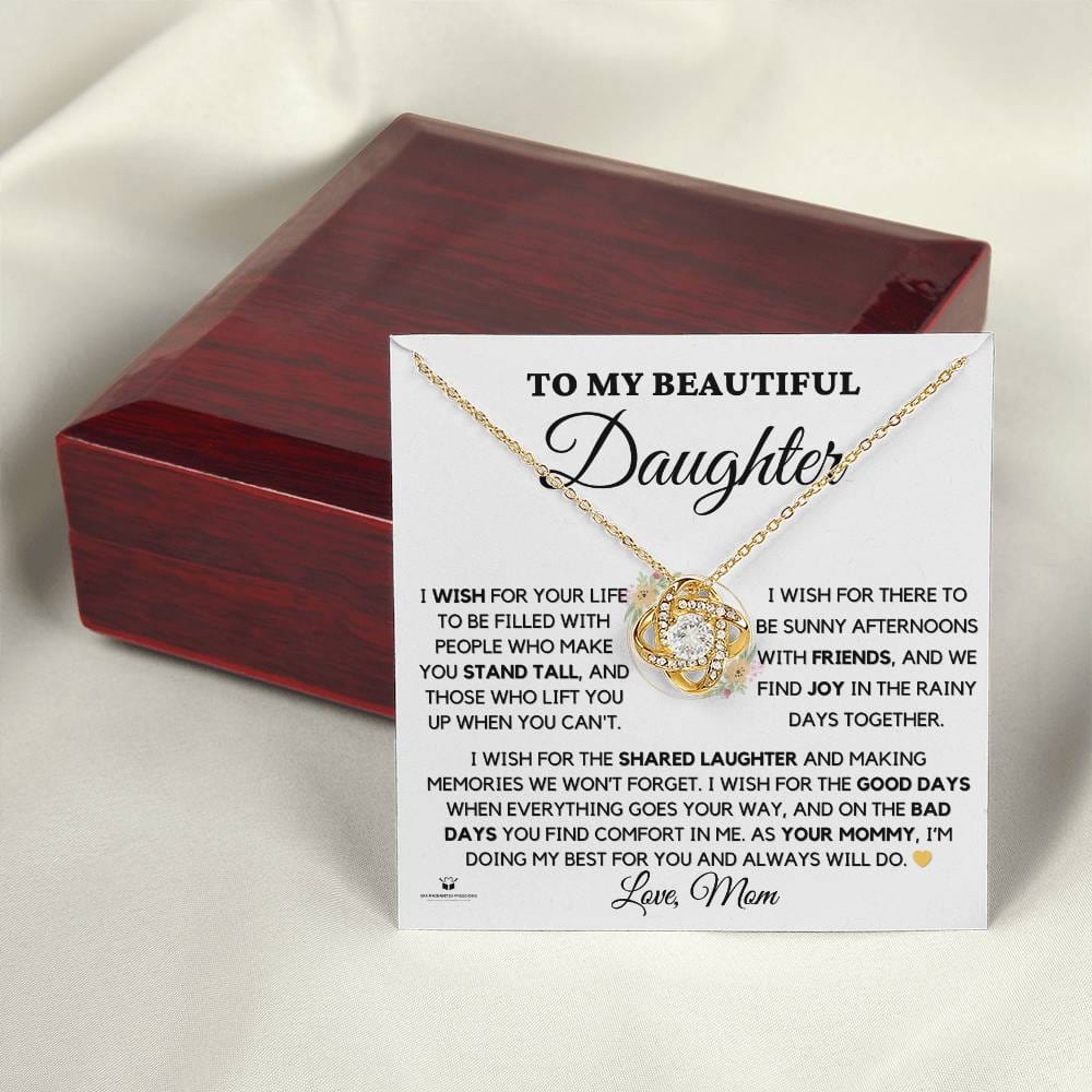 To My Beautiful Daughter - Wishes from a Mother's Heart - Love Knot Necklace