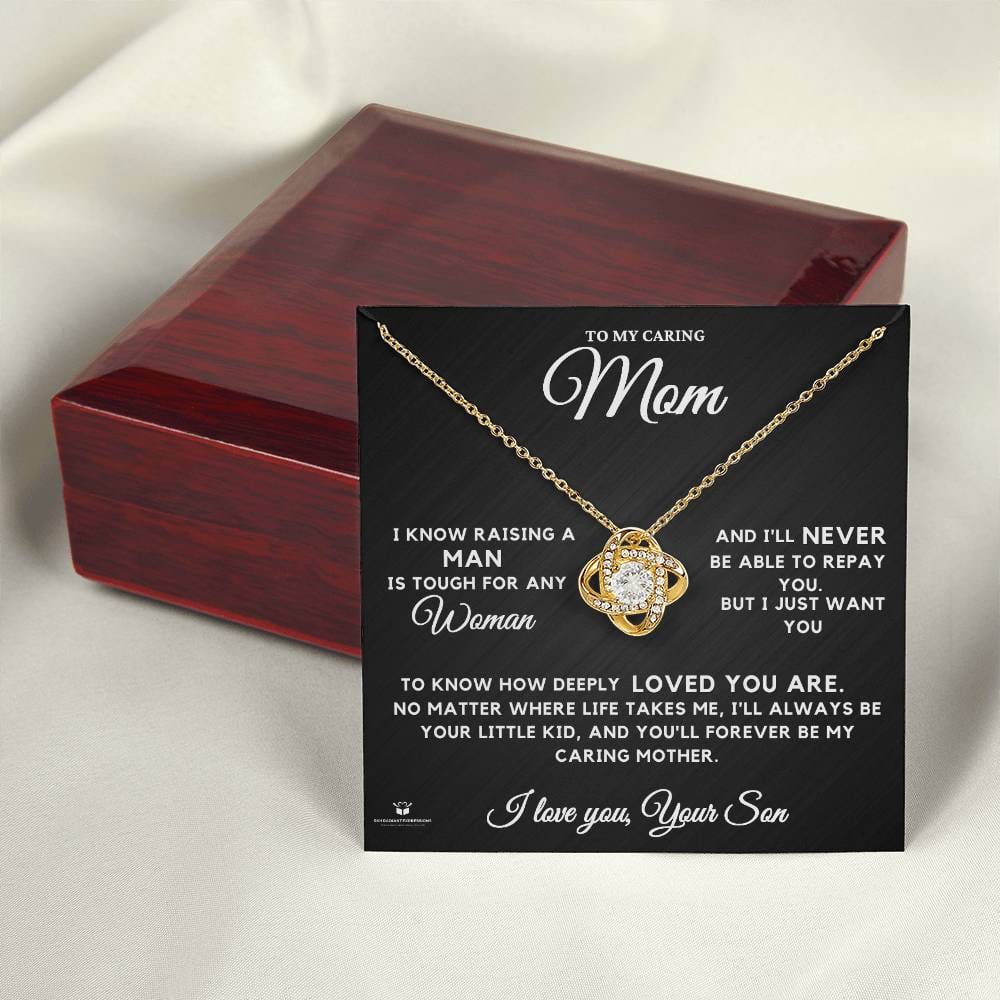 To My Caring Mom - Forever Your Little Kid - Love Knot Necklace - personalized keepsake gift (view 9)