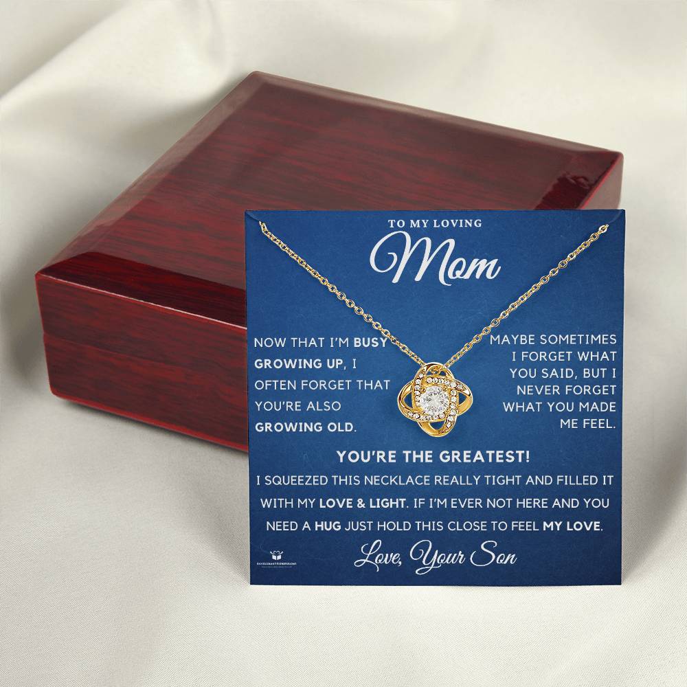 From Son to Mother Cherished Memories, - Love Knot Necklace - personalized keepsake gift (view 9)