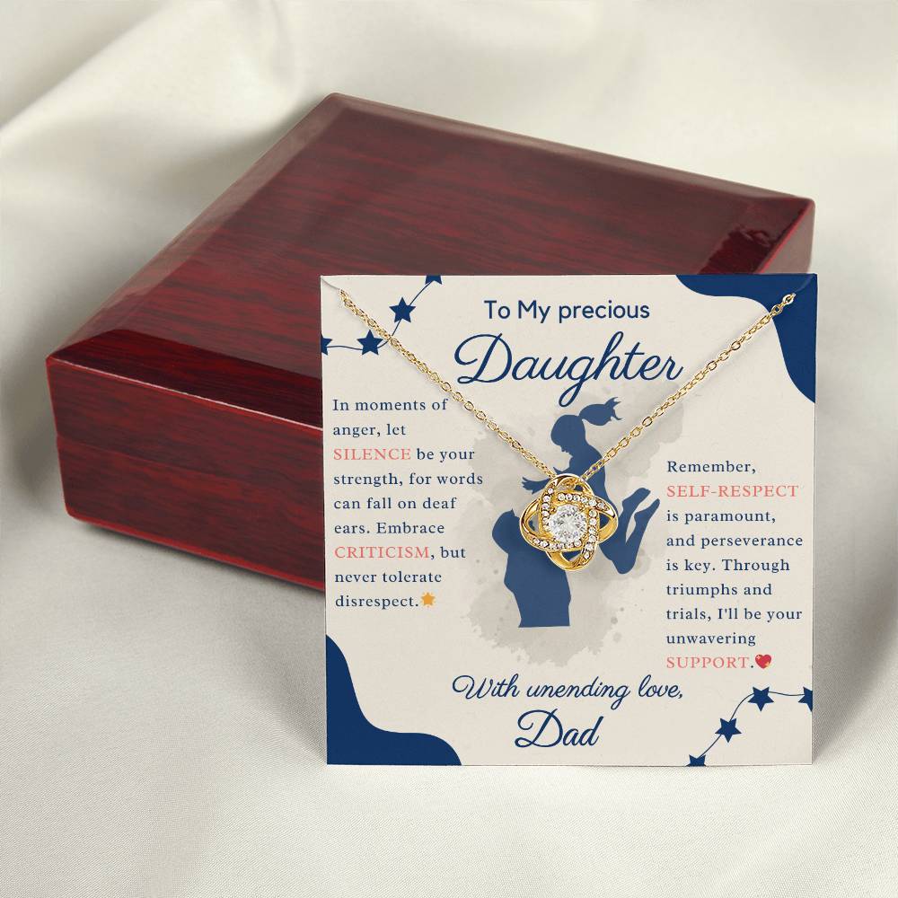 Guidance and Love: A Father's Message to His Precious Daughter - Love Knot Necklace