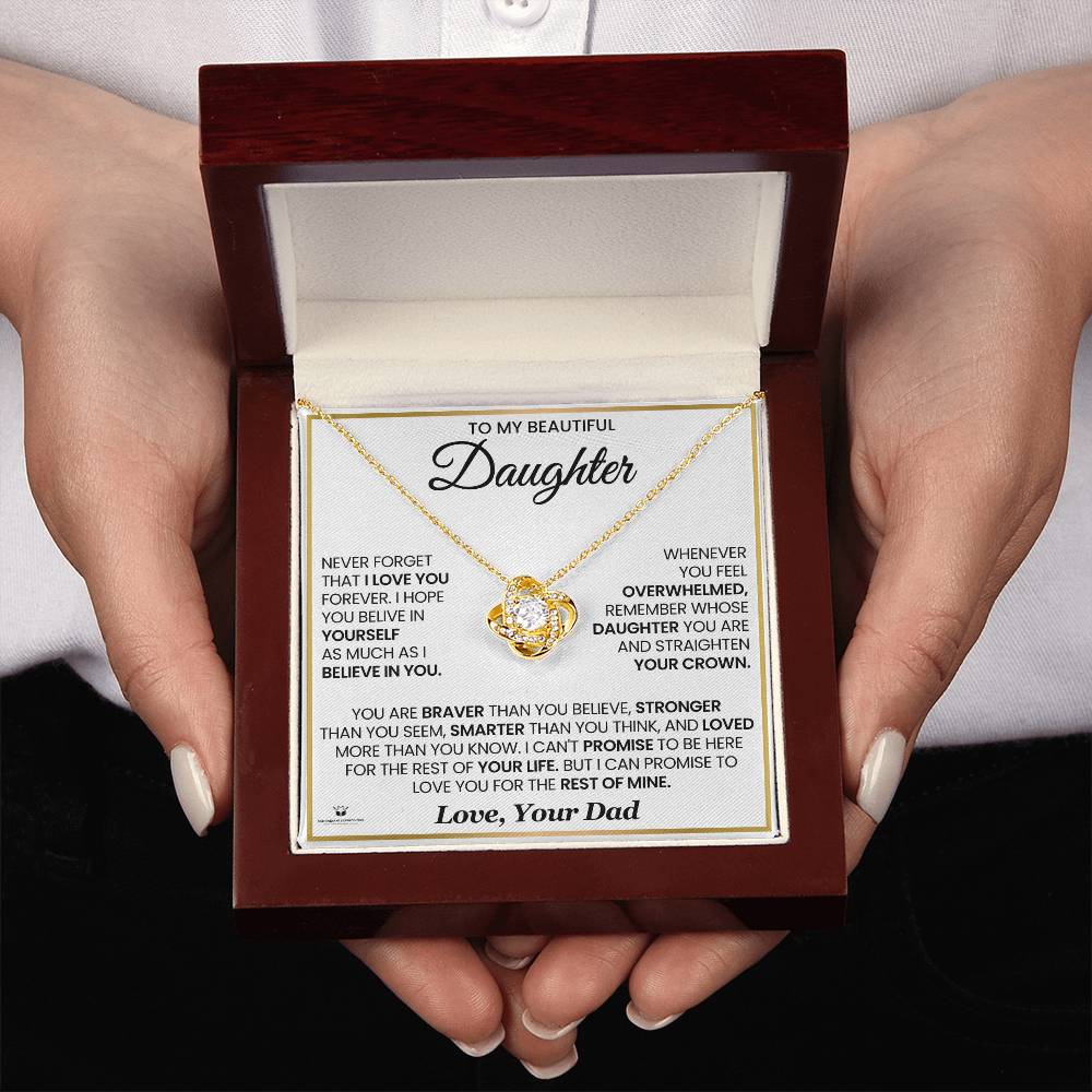 To My Beautiful Daughter – Never Forget Dad Loves You - Love Knot Necklace