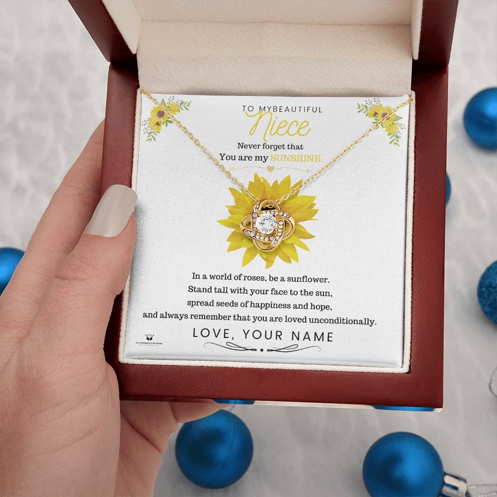 To My Beautiful Niece - You Are My Sunshine - Love Knot Necklace