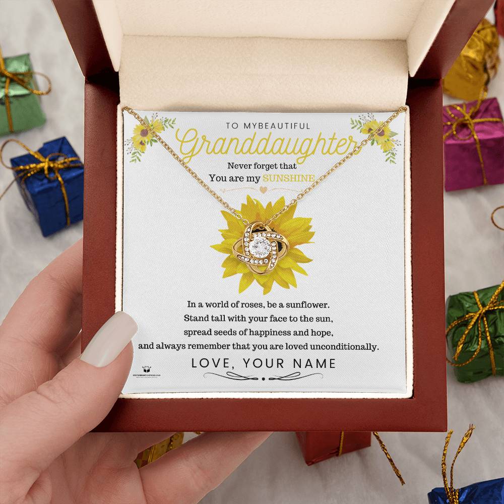To My Beautiful Granddaughter - You Are My Sunshine - Love Knot Necklace