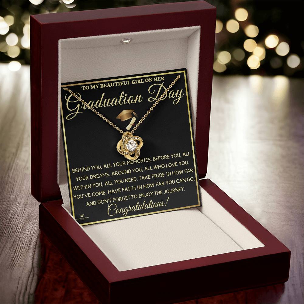 To My Beautiful Daughter on Her Graduation Day: A Journey of Love and Achievement - Love Knot Necklace