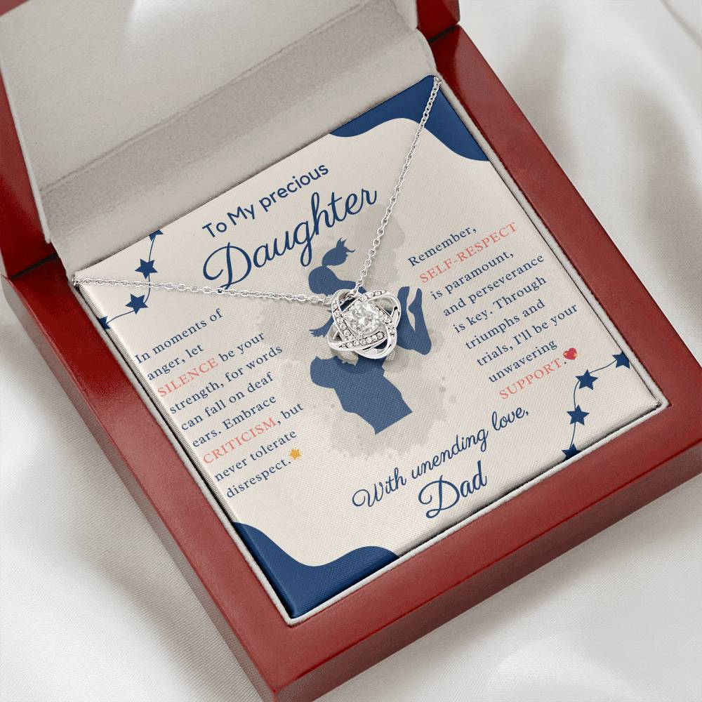 Guidance and Love: A Father's Message to His Precious Daughter - Love Knot Necklace