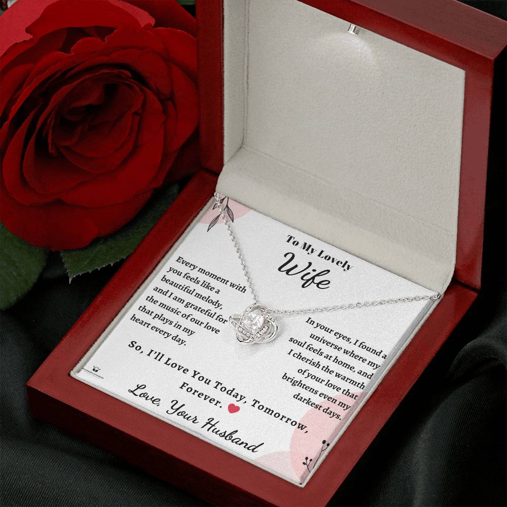 To My Lovely Wife - Melodies of Love Cherishing the Eternal Symphony of Us - Love Knot Necklace