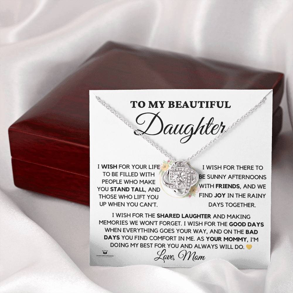 To My Beautiful Daughter - Wishes from a Mother's Heart - Love Knot Necklace