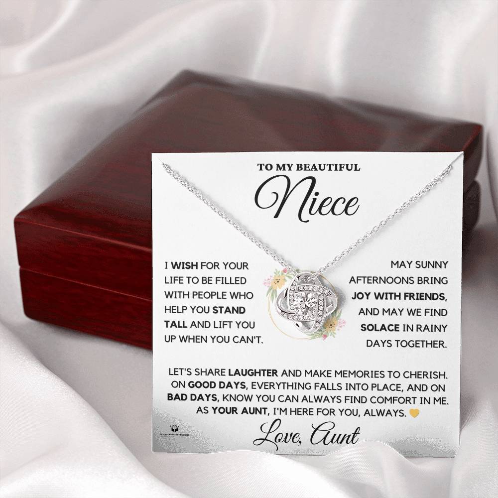 To My Beautiful Niece - Wishes from an Aunt's Heart - Love Knot Necklace