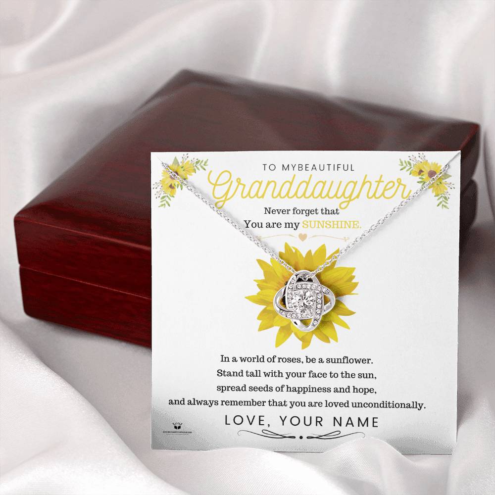 To My Beautiful Granddaughter - You Are My Sunshine - Love Knot Necklace