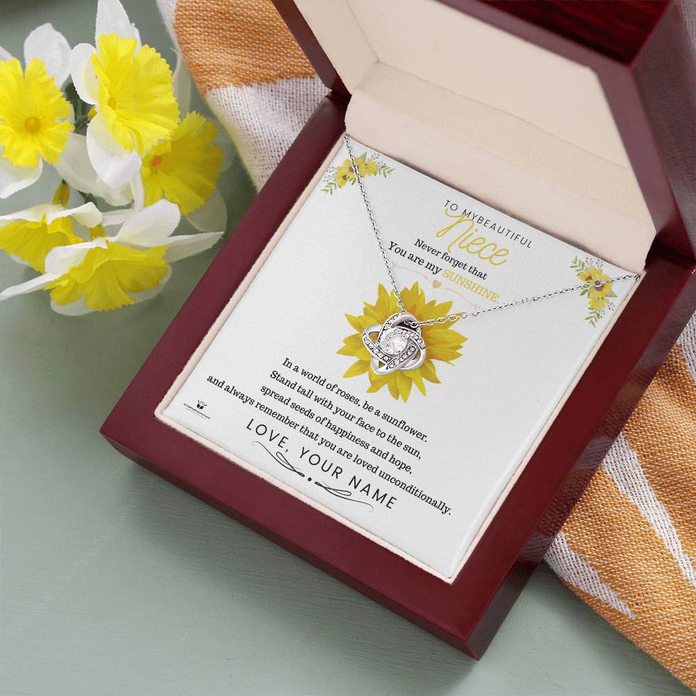 To My Beautiful Niece - You Are My Sunshine - Love Knot Necklace