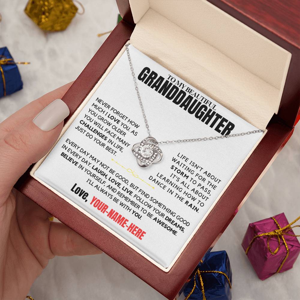 To My Beautiful Granddaughter - Never Forget That I Love You - Grandma - Grandpa - Love Knot Necklace