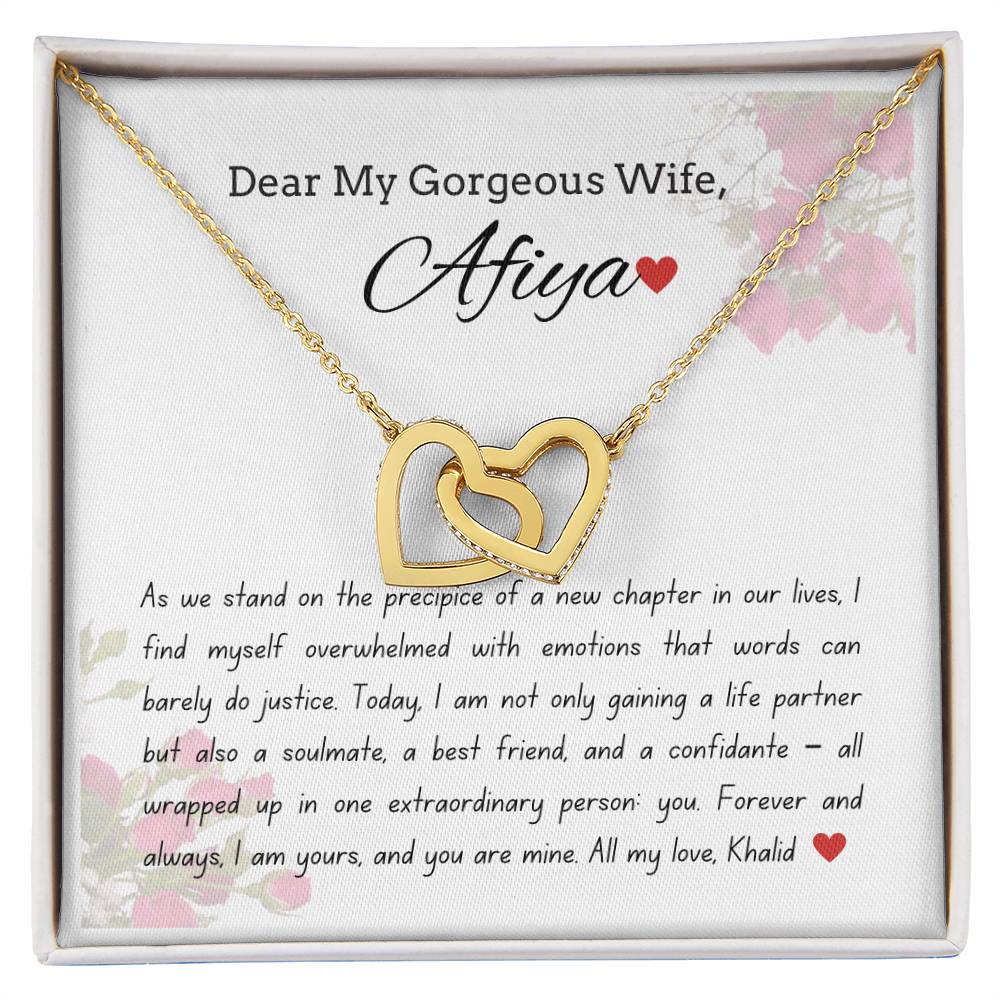 To My Gorgeous Wife - Starting A New Chapter - Interlock Heart Necklace
